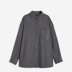 Women's Divided Gray Pinstripe Flannel Shirt